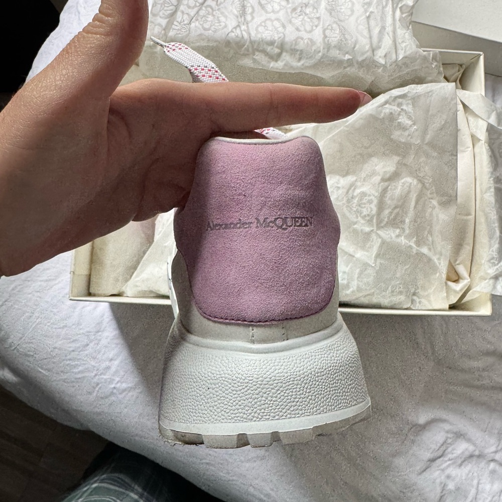 Alexander McQueen white and light purple sneakers